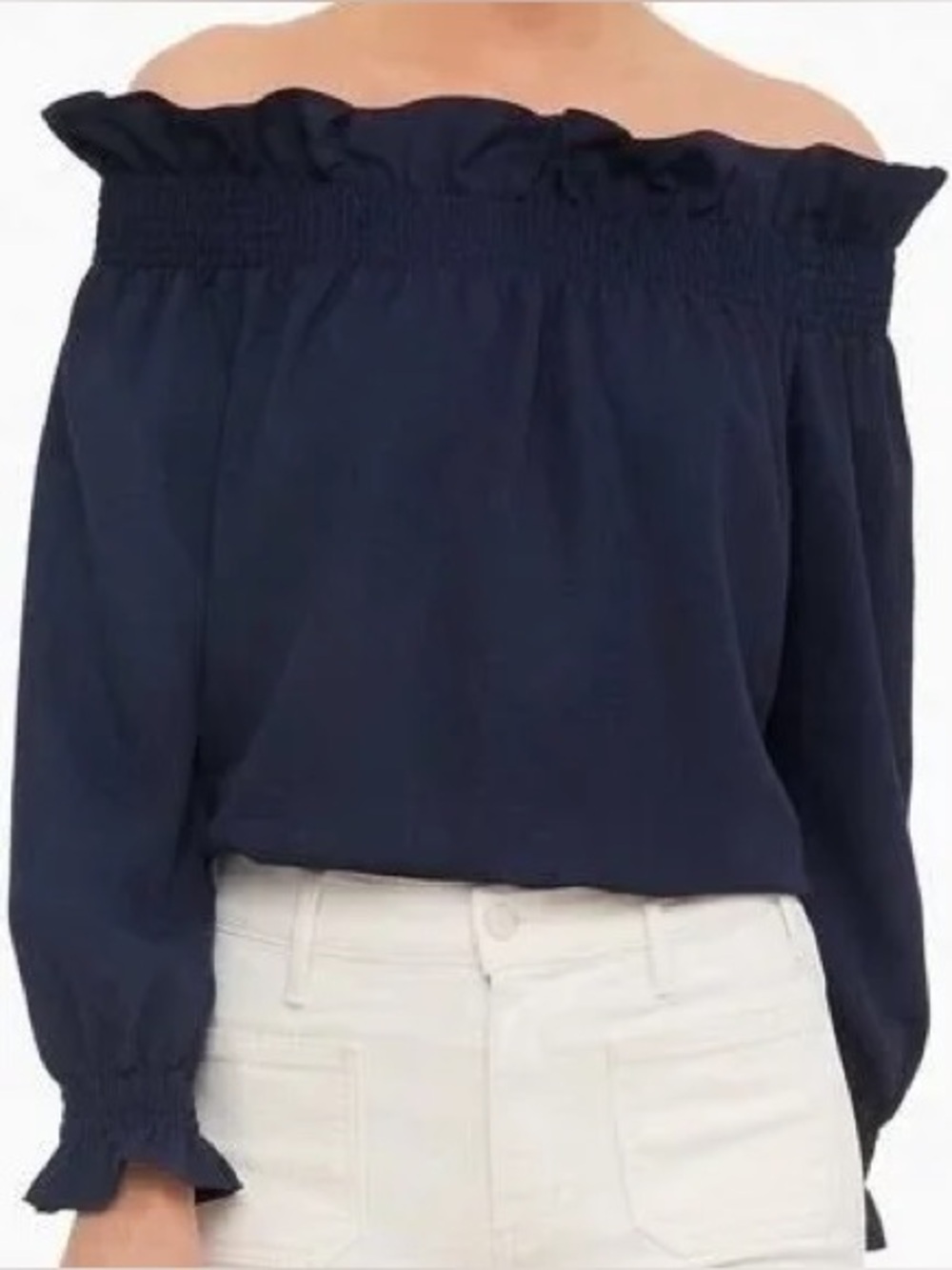 NWOT Tuckernuck Navy Blue Off the Shoulder Marguerite Blouse XS